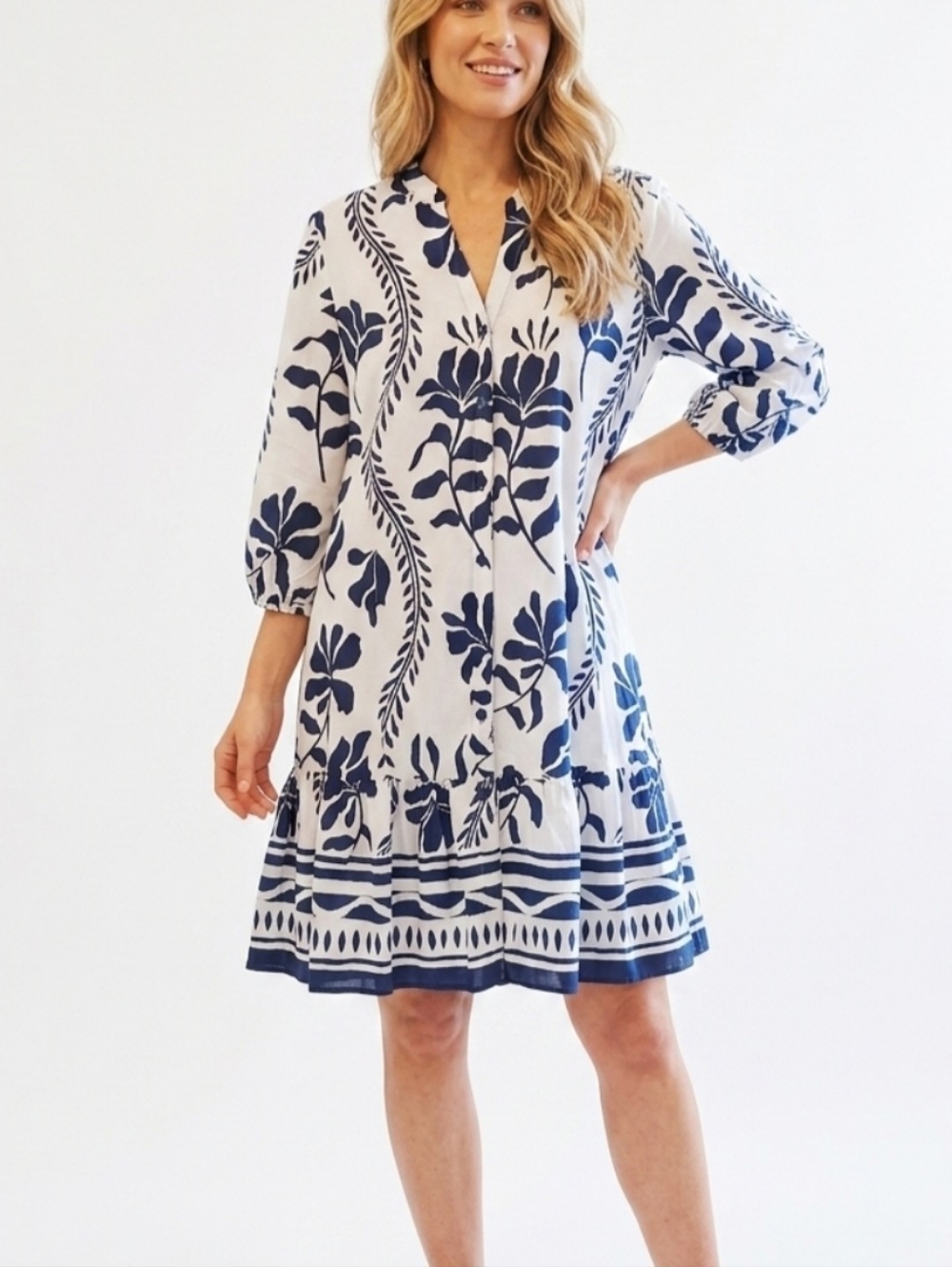 Mlle Gabrielle Resort Button Front Dress - Petite Medium